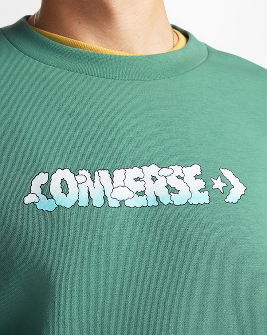 Mikiny Converse Cloud Grafika Long Sleeve Crew Panske Zelene | SK YEKZG1